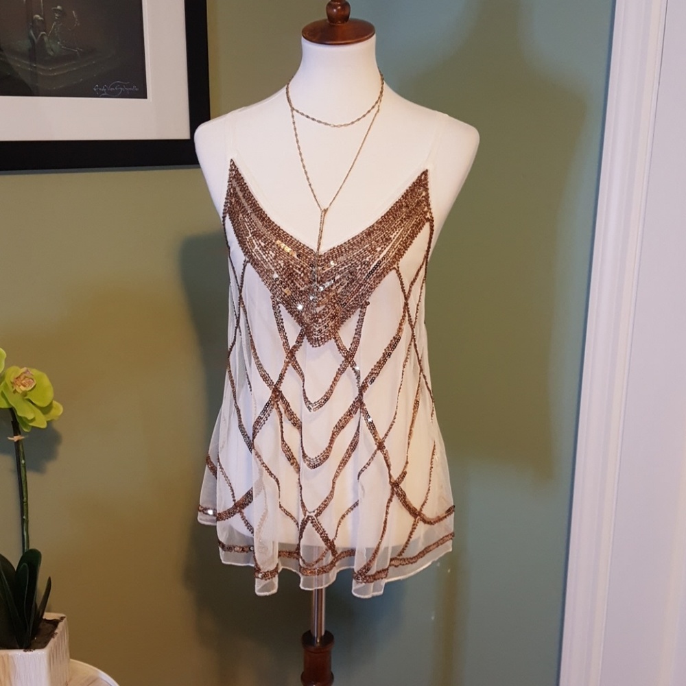 Gold sequined tank
